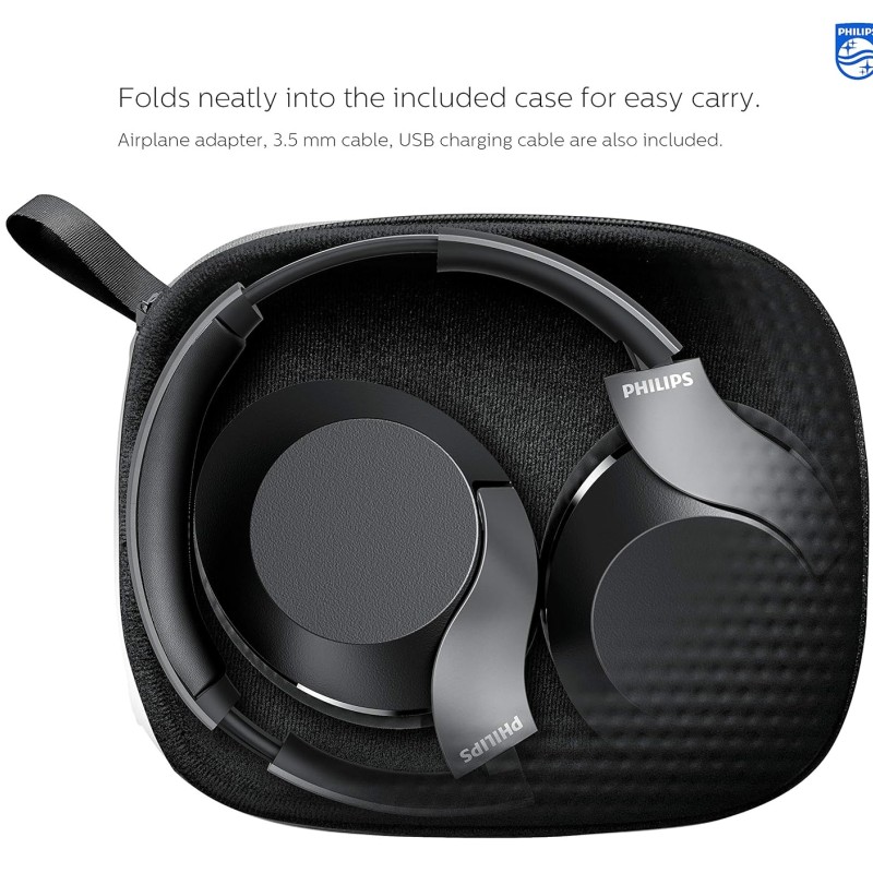 Philips Audio Performance PH805BK Wireless Over the Ear Headphone with Mic (Black)