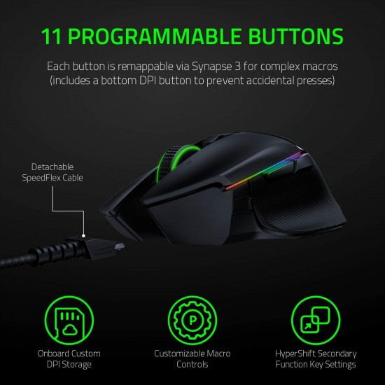 Razer Basilisk Ultimate Wireless Gaming Mouse with Charging Dock | 11 Programmable Buttons