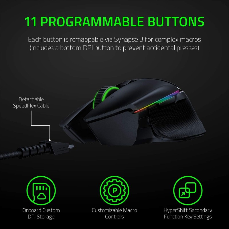 Razer Basilisk Ultimate Wireless Gaming Mouse with Charging Dock | 11 Programmable Buttons Razer Basilisk Ultimate Wireless Gaming Mouse with Charging Dock | 11 Programmable Buttons