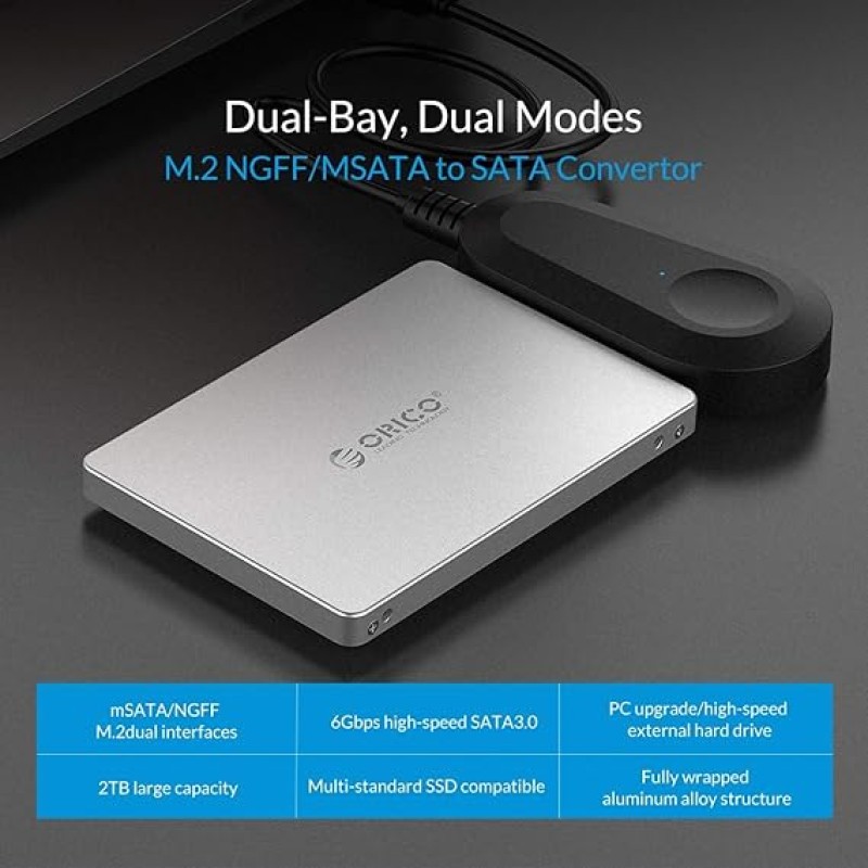 ORICO M.2 NGFF SSD Enclosure MSATA to SATA SSD Convertor for Both MSATA and M.2 B-Key SSD (Silver) Visit the ORICO Store ORICO M.2 NGFF SSD Enclosure MSATA to SATA SSD Convertor for Both MSATA and M.2 B-Key SSD (Silver) Visit the ORICO Store