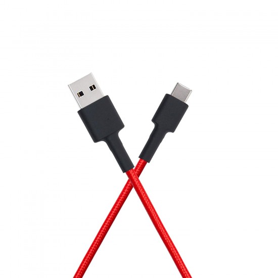 Mi Xiaomi Braided Type C 100Cm Cable Red|Supports Upto 22.5 Charging|Tangle Free Sturdy Built with Kevlar Protection