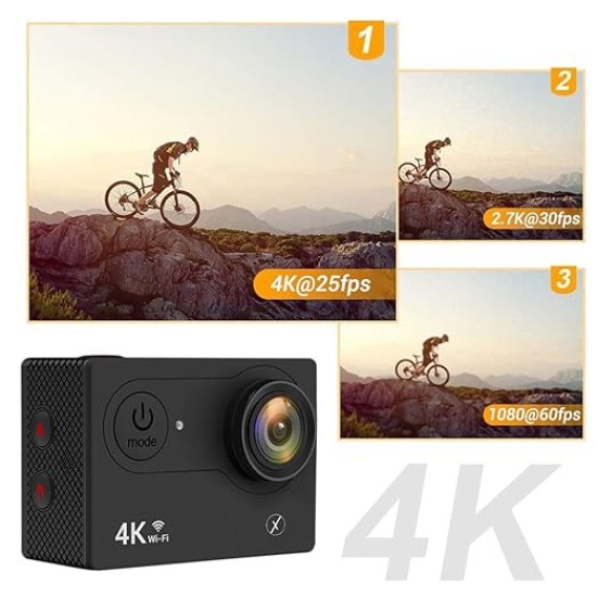 Xmate Stunt Sports Action Camera (Black) | Fast Mode - up to 120 FPS Video Recording (Black)