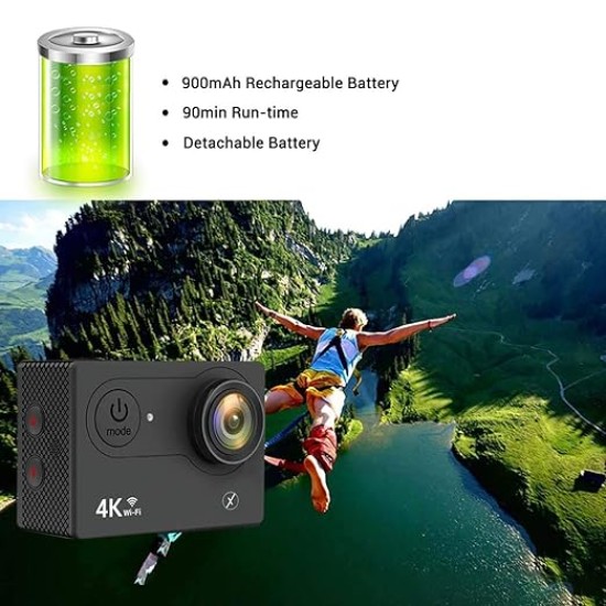 Xmate Stunt Sports Action Camera (Black) | Fast Mode - up to 120 FPS Video Recording (Black)