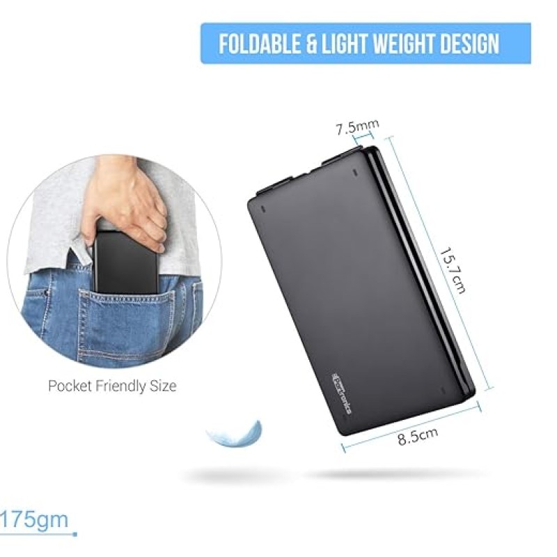 Portronics Chicklet Foldable QWERTY Keyboard, Mini Pocket Sized, Rechargeable, Bluetooth Wireless ,Black Portronics Chicklet Foldable QWERTY Keyboard, Mini Pocket Sized, Rechargeable, Bluetooth Wireless ,Black