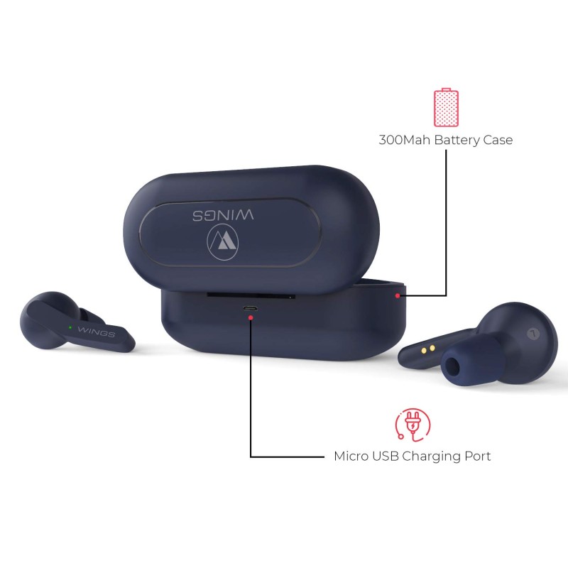 Wings Troopers in-Ear True Wireless Bluetooth Earbuds (TWS) - (Navy Blue)
