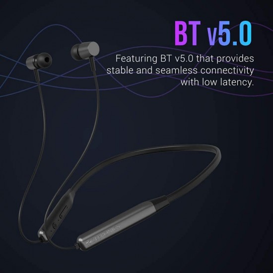 ZEBRONICS Zeb-Lark ​Wireless ​in Ear​ ​Neckband Earphone​ ​with BT 5.0 - (Grey)