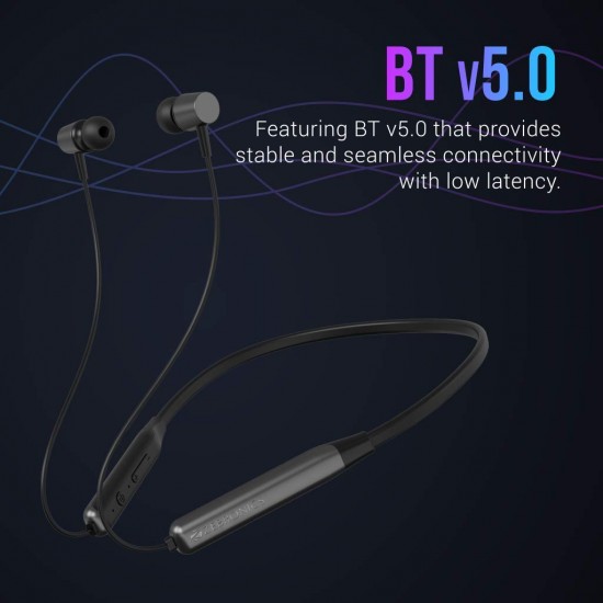 ZEBRONICS Zeb-Lark ​Wireless ​in Ear​ ​Neckband Earphone​ ​with BT 5.0 - (Grey)