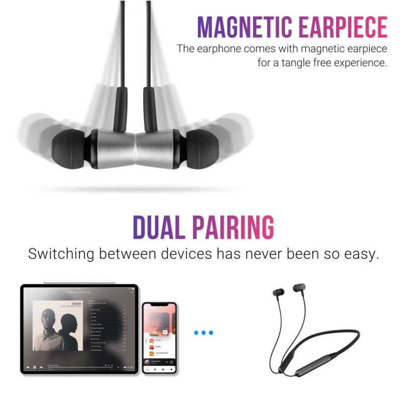 ZEBRONICS Zeb-Lark ?Wireless ?in Ear? ?Neckband Earphone? ?with BT 5.0 - (Grey) ZEBRONICS Zeb-Lark ?Wireless ?in Ear? ?Neckband Earphone? ?with BT 5.0 - (Grey)