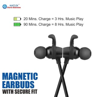 Matlek Fast Charging Bluetooth Earphone Wireless Headphone Neckband Sweat  Proof