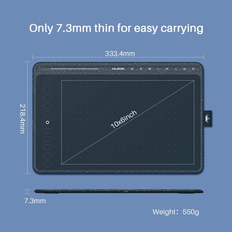 HUION HS611 Graphics Drawing Tablet 10X6 inch - (Blue) HUION HS611 Graphics Drawing Tablet 10X6 inch - (Blue)