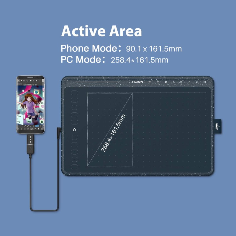 HUION HS611 Graphics Drawing Tablet 10X6 inch - (Blue) HUION HS611 Graphics Drawing Tablet 10X6 inch - (Blue)