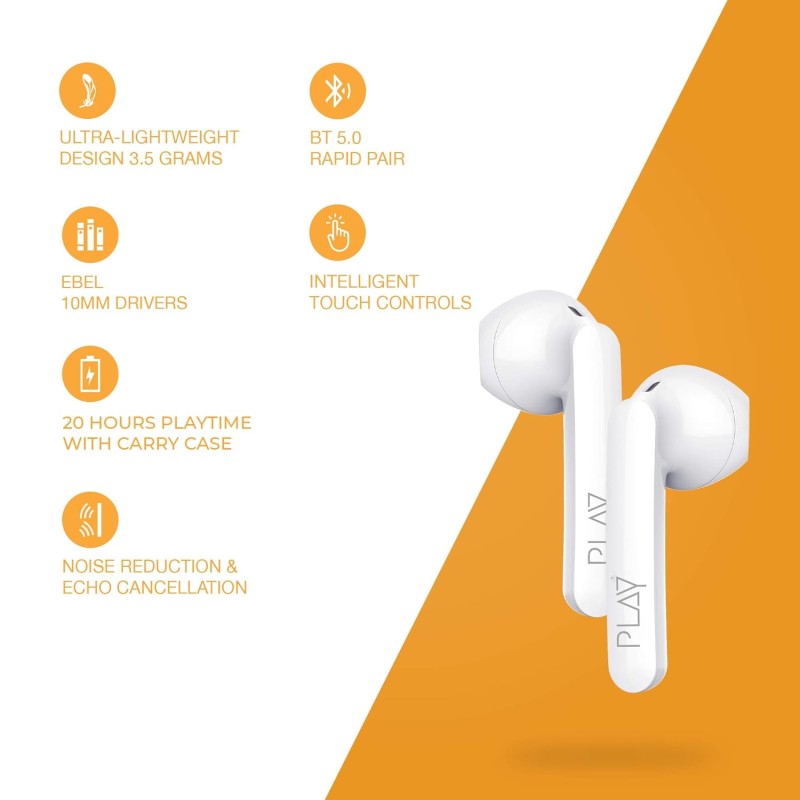 World of Play PLAYGO T44 Ultralight Wireless Earbuds - (White) World of Play PLAYGO T44 Ultralight Wireless Earbuds - (White)