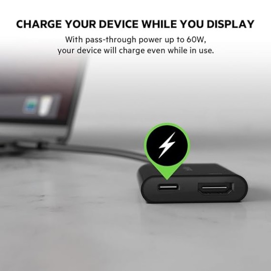 Belkin USB-C to HDMI Adapter + Charge - Black