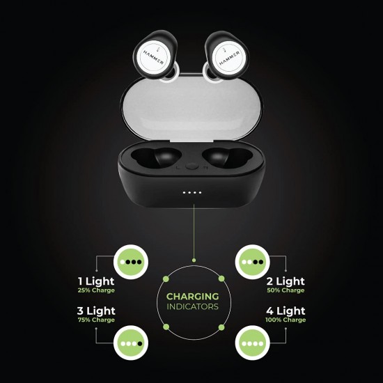 HAMMER Airflow Truly Wireless Earbuds (TWS) in-Built Mic (White)