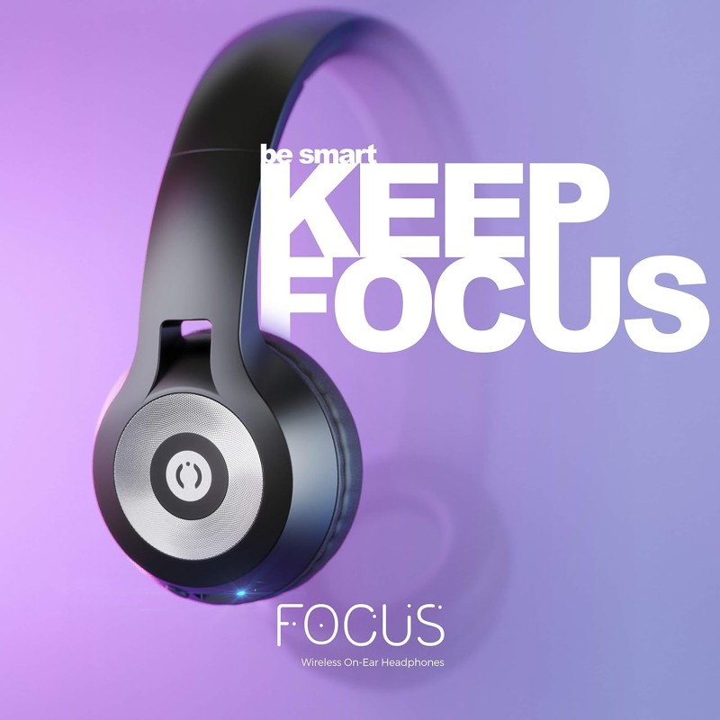 MuveAcoustics Focus MA-1525SB Wireless Bluetooth On Ear Headphone with Mic (Steel Black)