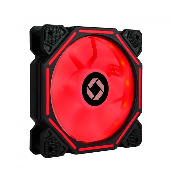 CHIPTRONEX H100R Red LED Fan (120mm) Computer Cabinet/Case Fan 4 pin Connector (H100R)