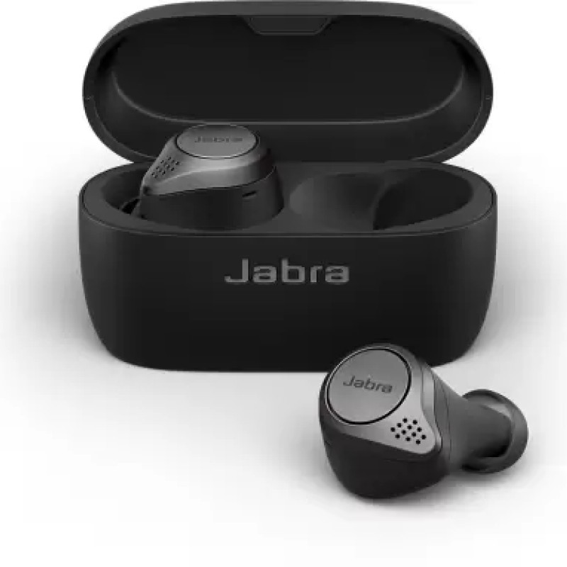 Jabra Elite 75t With Active Noise Cancellation enabled Bluetooth Headset  (titanium black, True Wireless)
