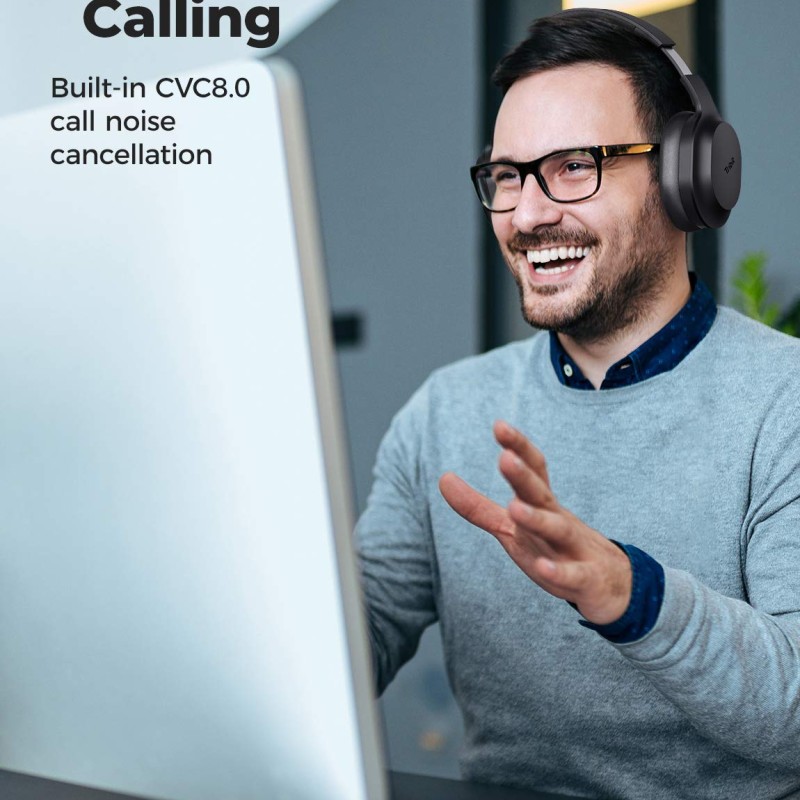 Tribit Over The Ear Headphone with Mic - Black