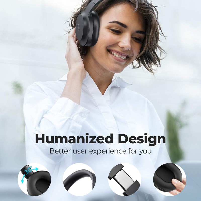 Tribit Over The Ear Headphone with Mic - Black