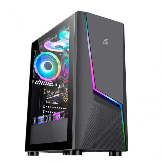 Ant Esports ICE-130AG Mid Tower Computer Case I Gaming Cabinet Supports ATX - Black