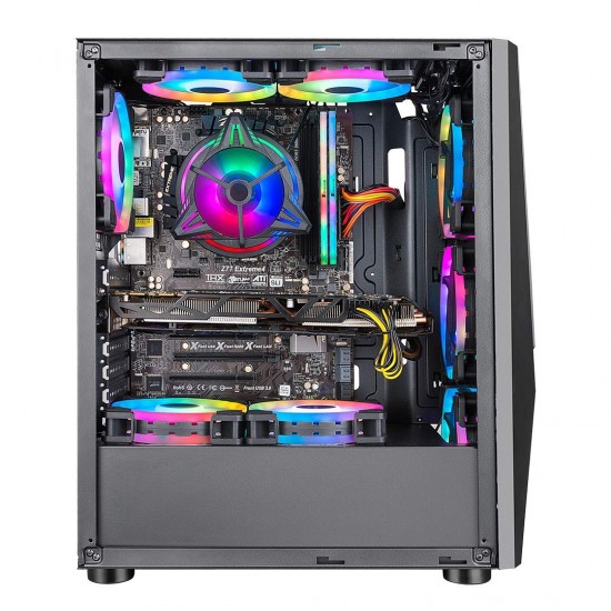 Ant Esports ICE-130AG Mid Tower Computer Case I Gaming Cabinet Supports ATX - Black