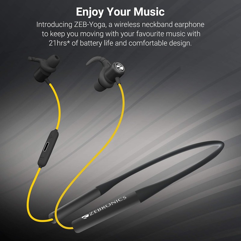 Zebronics ZEB-YOGA Wireless Bluetooth Supporting Earphone - (Black) Zebronics ZEB-YOGA Wireless Bluetooth Supporting Earphone - (Black)