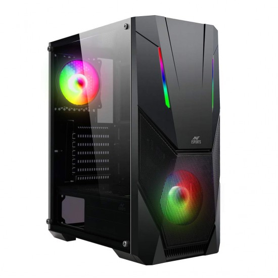 Ant Esports ICE-211TG Mid Tower Computer Case I Gaming Cabinet I Mesh Panel - Black