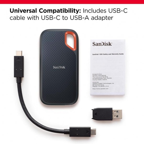 SanDisk 500GB Extreme Portable SSD 1050MB/s R, 1000MB/s W,Upto 2 meter drop protection with IP55 water