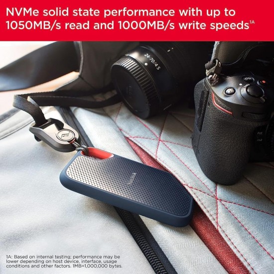 SanDisk 500GB Extreme Portable SSD 1050MB/s R, 1000MB/s W,Upto 2 meter drop protection with IP55 water