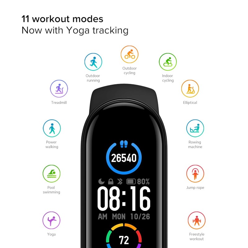 MI Smart Band 5- India's No. 1 Fitness Band, 1.1" (2.8 cm) AMOLED Color Display, 2 Weeks Battery Life
