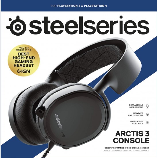 SteelSeries Arctis 3 Console, Stereo Wired Gaming Headset for Playstation 5 & 4