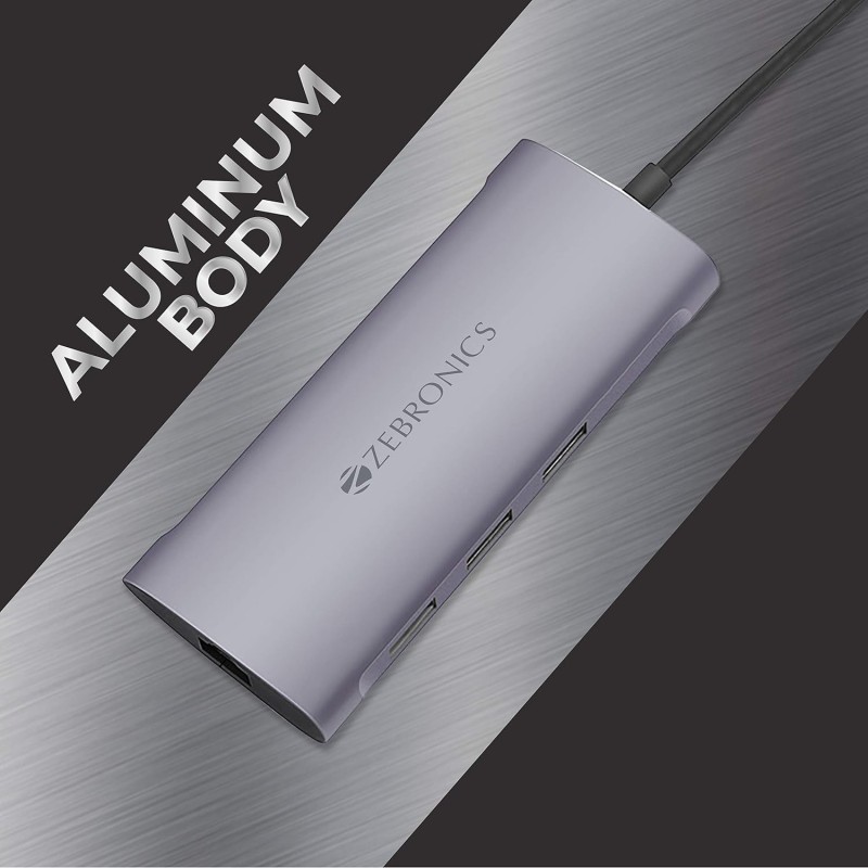ZEBRONICS 6 in 1 USB Type C Multiport Adapter Zeb TA1000UCL with USB, SD, Micro SD, RJ45 Slots