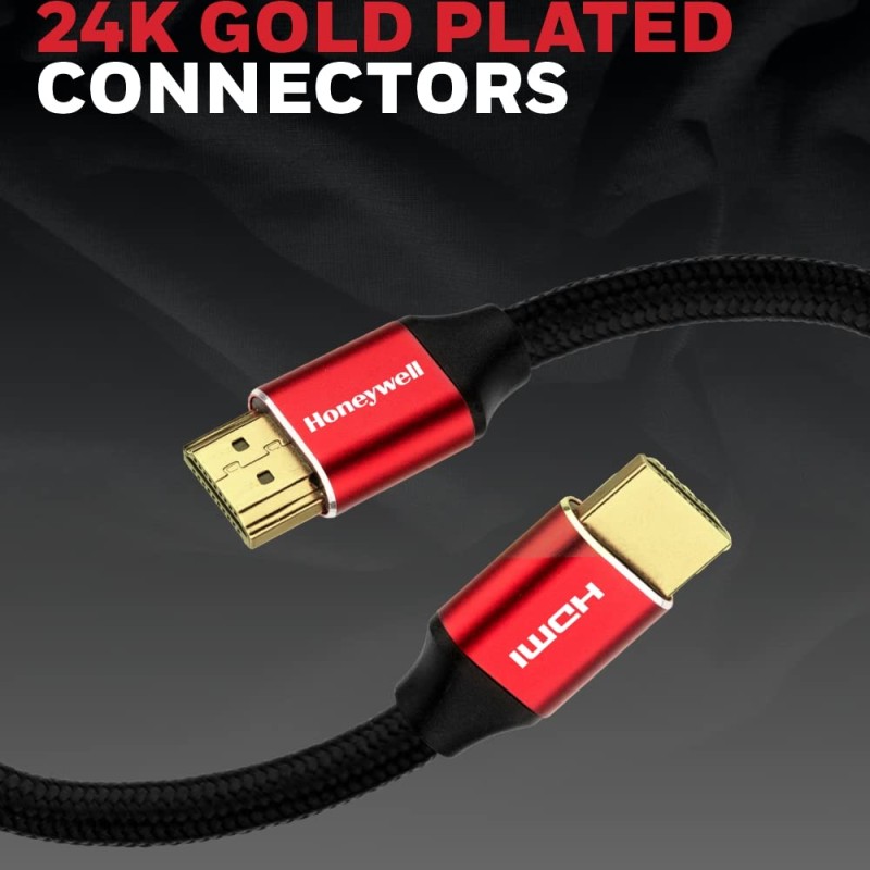 Honeywell HDMI Cable 2.1 with Ethernet, 8k@60Hz, 4K@120Hz UHD Resolution, (9.8ft/3M), 48 GBPS Transmission Ultra High Speed, Dolby DTS, eARC, 3D,Male-to-Male,Compatible with All HDMI-Enabled Devices