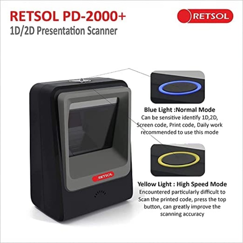 RETSOL PD-2000+ 1D/2D PRESENTATION SCANNER BIS APPROVED RETSOL PD-2000+ 1D/2D PRESENTATION SCANNER BIS APPROVED