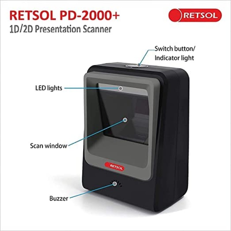 RETSOL PD-2000+ 1D/2D PRESENTATION SCANNER BIS APPROVED RETSOL PD-2000+ 1D/2D PRESENTATION SCANNER BIS APPROVED