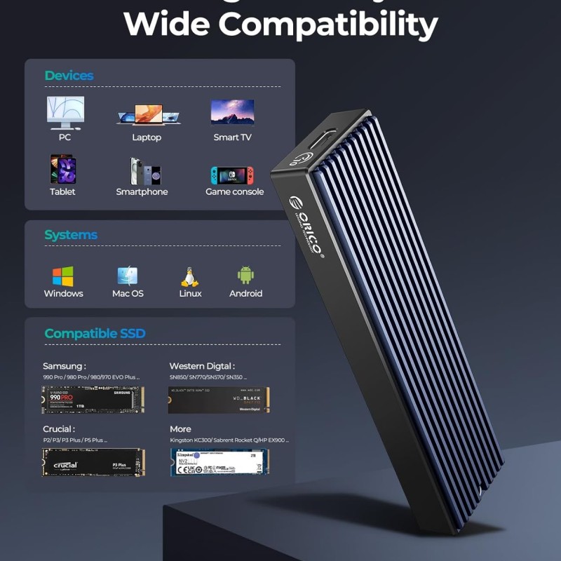 ORICO M2PV-C3 M.2 NVME SSD Enclosure (Not for SATA SSD) USB 3.1 Type C ORICO M2PV-C3 M.2 NVME SSD Enclosure (Not for SATA SSD) USB 3.1 Type C