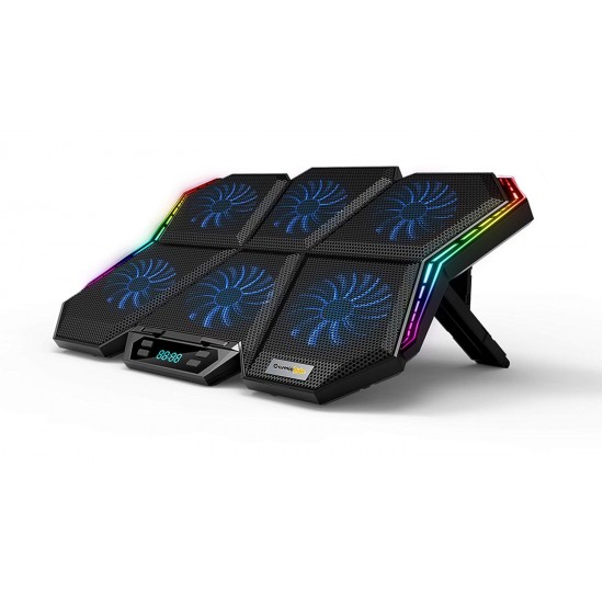 Cosmic Byte Meteoroid RGB Laptop Cooling Pad with 6 Fan upto 17 inch laptops (Black/Blue)