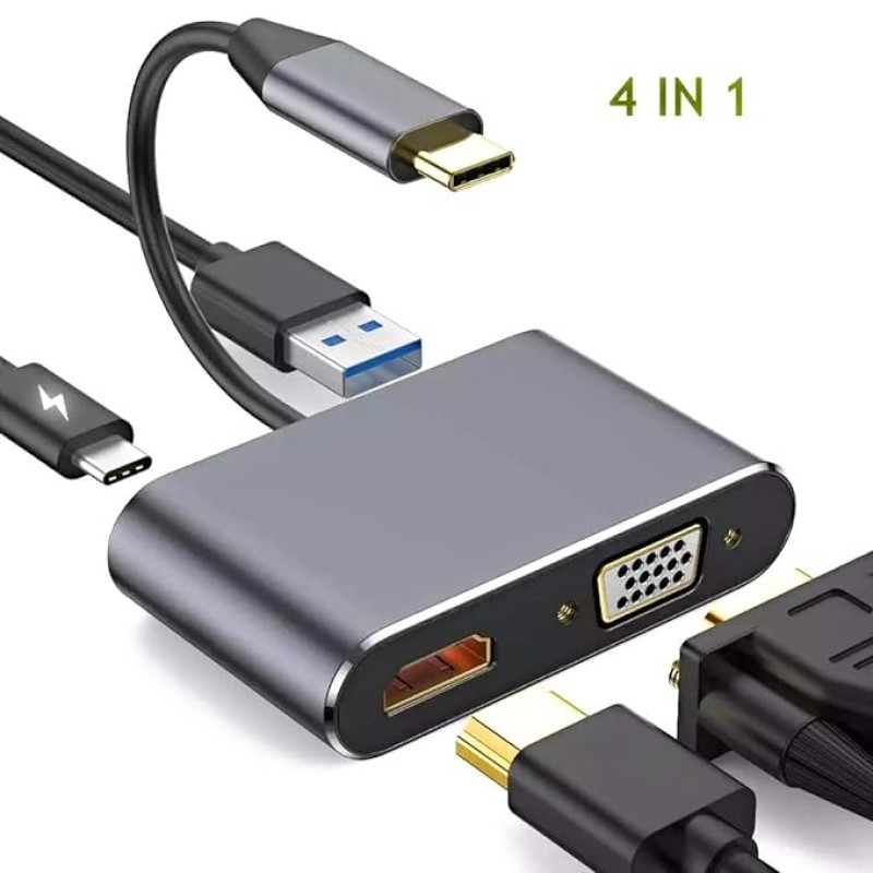 Live Tech Link 4 in 1 USB Type C to HDMI Port VGA Port USB Adapter USB3.0 PD Connect Live Tech Link 4 in 1 USB Type C to HDMI Port VGA Port USB Adapter USB3.0 PD Connect