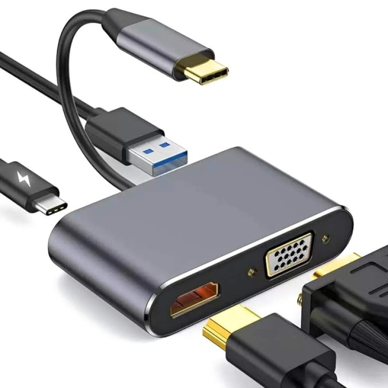Live Tech Link 4 in 1 USB Type C to HDMI Port VGA Port USB Adapter USB3.0 PD Connect Live Tech Link 4 in 1 USB Type C to HDMI Port VGA Port USB Adapter USB3.0 PD Connect