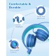 iClever Kids Headphones with Mic, Wired On Ear Headphones for Kids - Blue