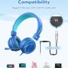 iClever Kids Headphones with Mic, Wired On Ear Headphones for Kids - Blue