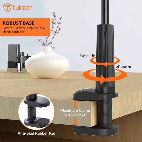 Tukzer Universal Tabletop Mobile & Tablet Holder with 360 Degree Flexible Rotation for Bed