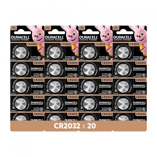 Duracell CR2032 3V Lithium Coin Battery, 20 pcs, 2032 Coin Button Cell Battery, DL2032