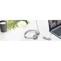 Lenovo 100 Wired On Ear Headphones with Mic (Cloud Grey)