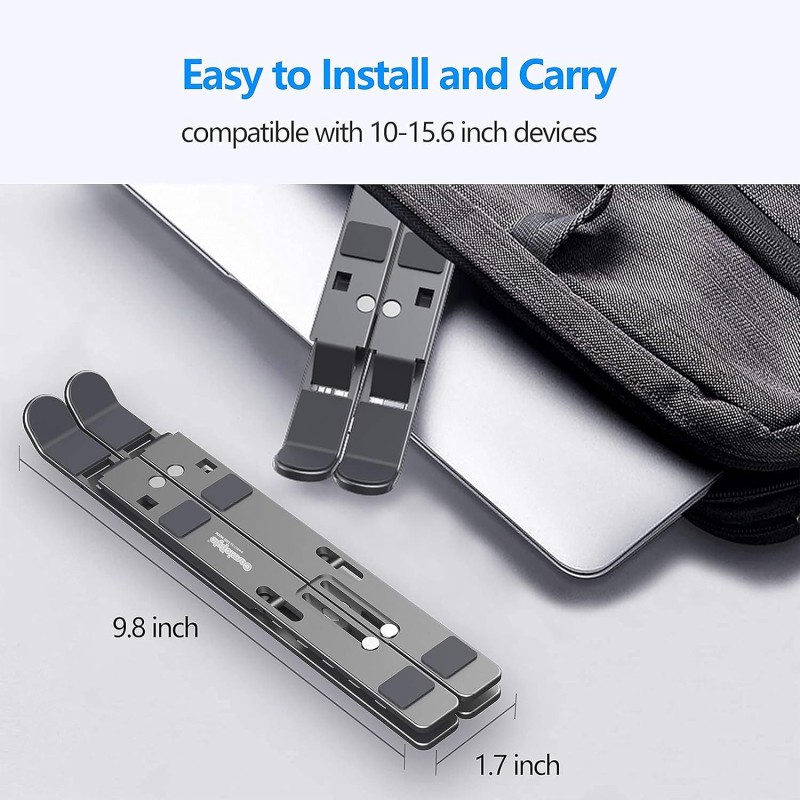 Cosmic Byte Adjustable Aluminum Portable Laptop Rack Stand for Upto 17" laptops, Tablets, Mobiles, Books with Pouch (Dark Grey) Cosmic Byte Adjustable Aluminum Portable Laptop Rack Stand for Upto 17" laptops, Tablets, Mobiles, Books with Pouch (Dark Grey)