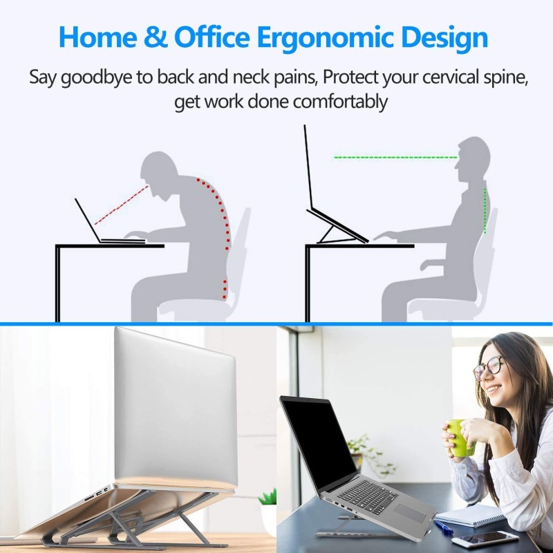 Cosmic Byte Adjustable Aluminum Portable Laptop Rack Stand for Upto 17" laptops, Tablets, Mobiles, Books with Pouch (Dark Grey) Cosmic Byte Adjustable Aluminum Portable Laptop Rack Stand for Upto 17" laptops, Tablets, Mobiles, Books with Pouch (Dark Grey)