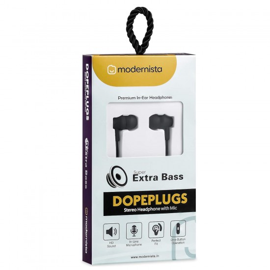 Modernista DopePlugs High Bass in Ear Wired Earphones with Mic, Black