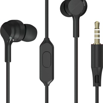 Zebronics Zeb-BRO PRO in Ear Wired Stereo Earphones with Mic, 3.5mm Audio Input Jack, 10mm Drivers, in-Line Mic, 1.2 Metre Cable (Black)