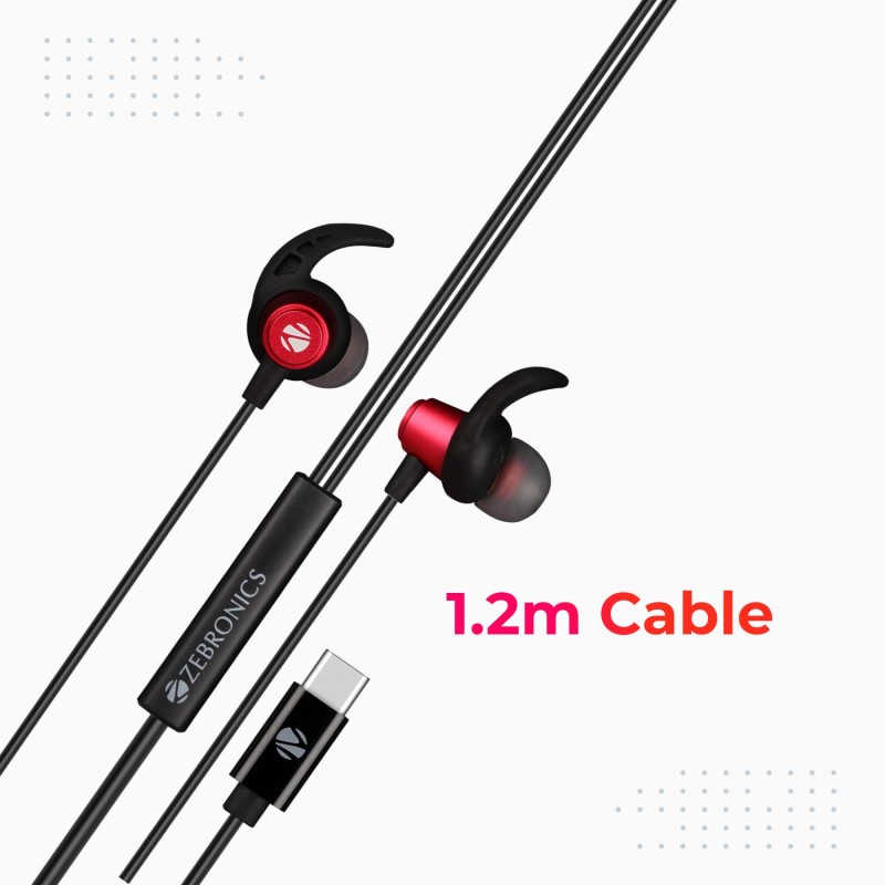 ZEBRONICS Zeb-Buds C in Ear Type C Wired Earphones with Mic (Red) ZEBRONICS Zeb-Buds C in Ear Type C Wired Earphones with Mic (Red)