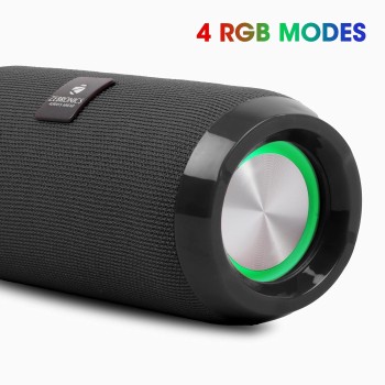 ZEBRONICS Zeb-Action Wireless 10W Portable Speaker, Supporting Bluetooth v5.1, TWS, RGB Lights, Fabric Finish, AUX/USB/FM/mSD (Black)